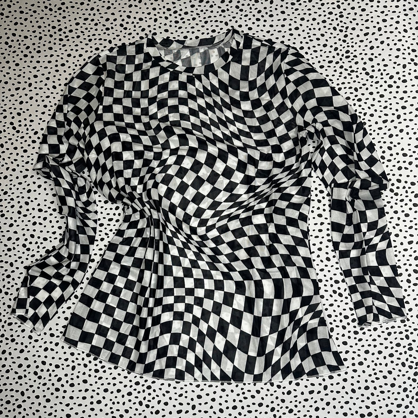 Sheer checkered long sleeve