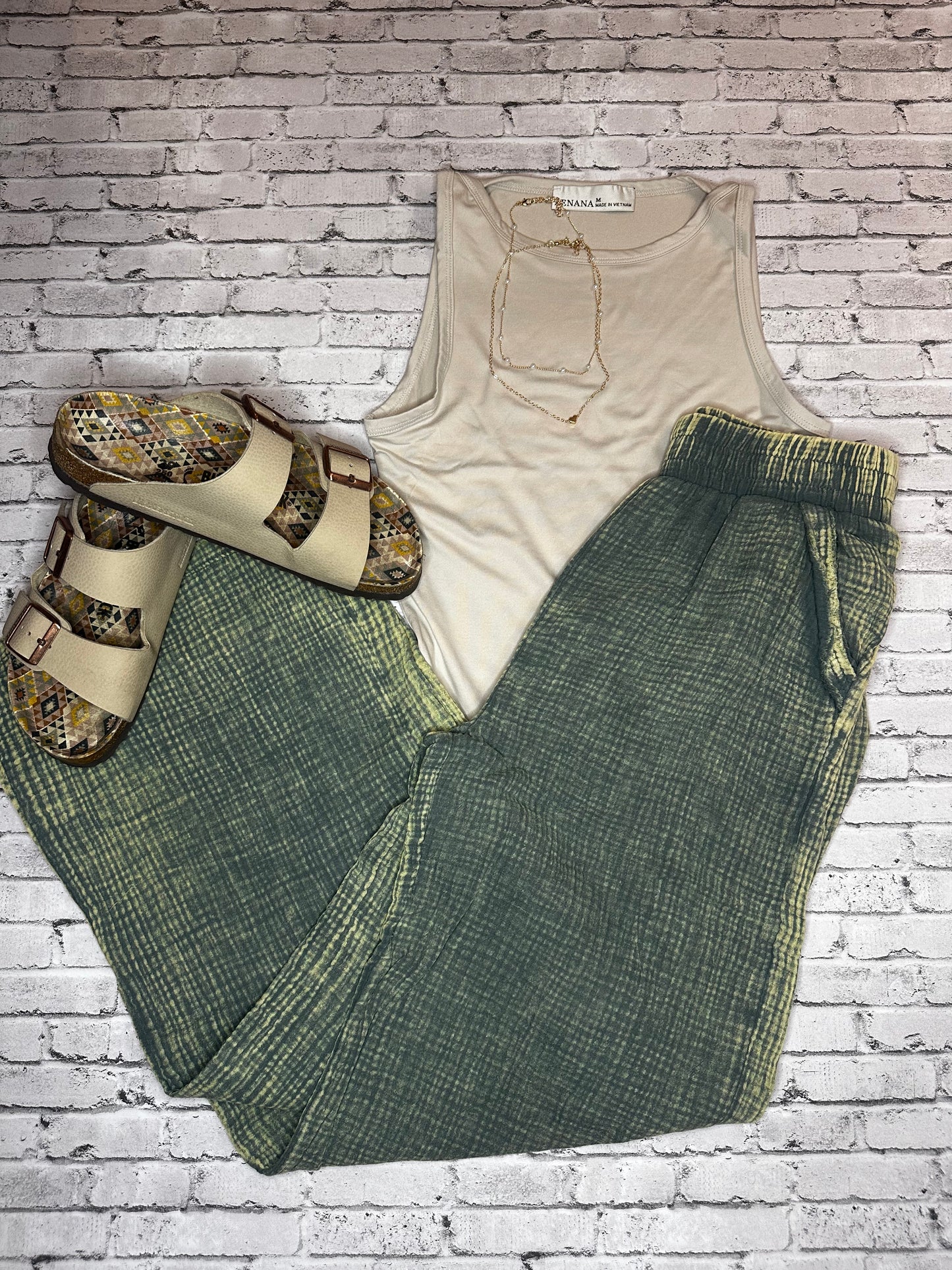 Double gauze mineral wash pant