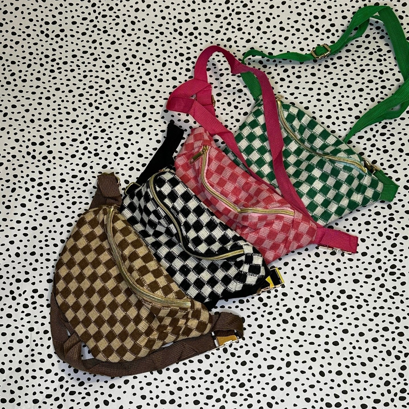 Checkered waist sling bag