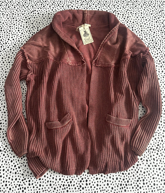 Mineral wash knit cardigan with pockets