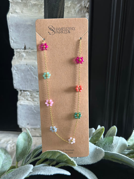Multi color flower necklace